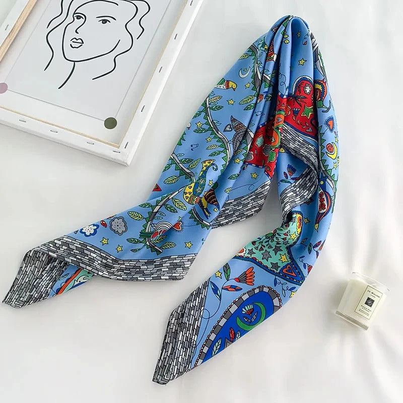 Luxury Love Tree Print Designer 90 Square Scarf Twill Silk Women Head Shawls Wraps Neck Scarves Hijab Bandana Pashmina Handband