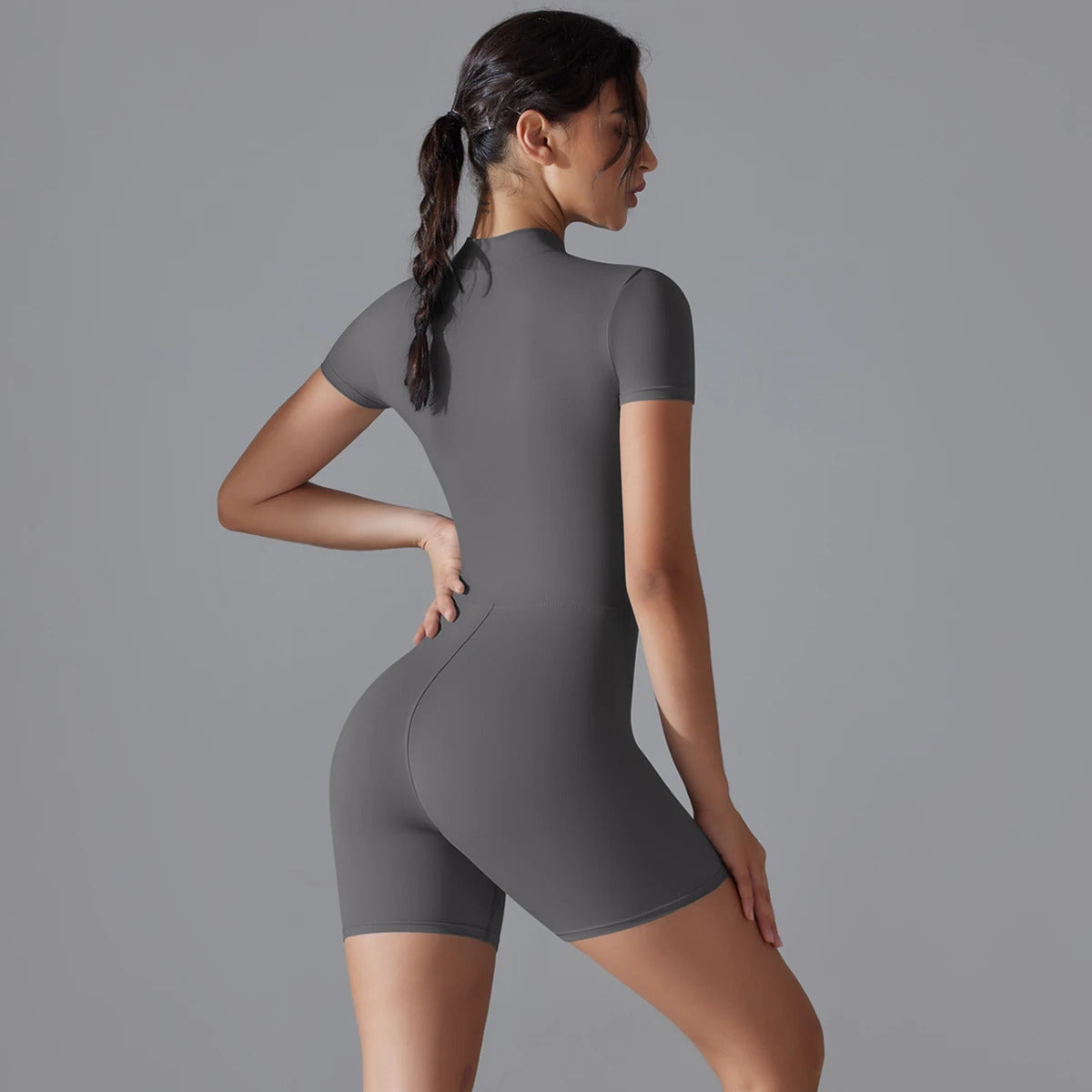 Yoga Set Women's Jumpsuits One-Piece Suit Zipper Short Sleeve Gym Push Up Workout Clothes Fitness Bodysuit Sportswear Tracksuit