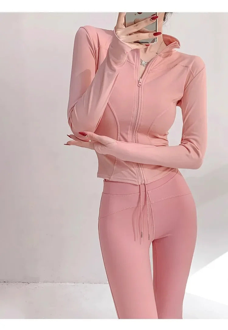 2024 Sun Quick Drying Sports Coat Women's Tight Top Yoga Jacket Long Sleeve Zipper Jacket Running Fitness Women's Jacket S-3XL