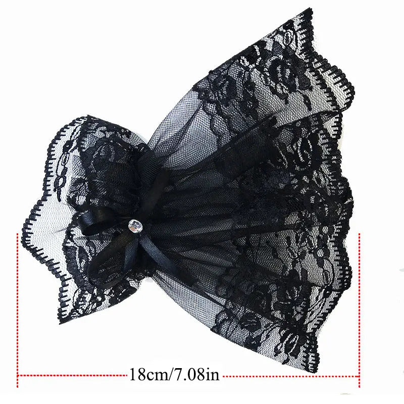 Women Short Arm Sleeves Lace Wrist Cuffs Bracelets Solid Black White Gloves Gothic Fingerless Gloves Bowknot Fashion Glove1