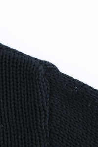 Black Oversize Knitted Drop-shoulder Sleeve Sweater