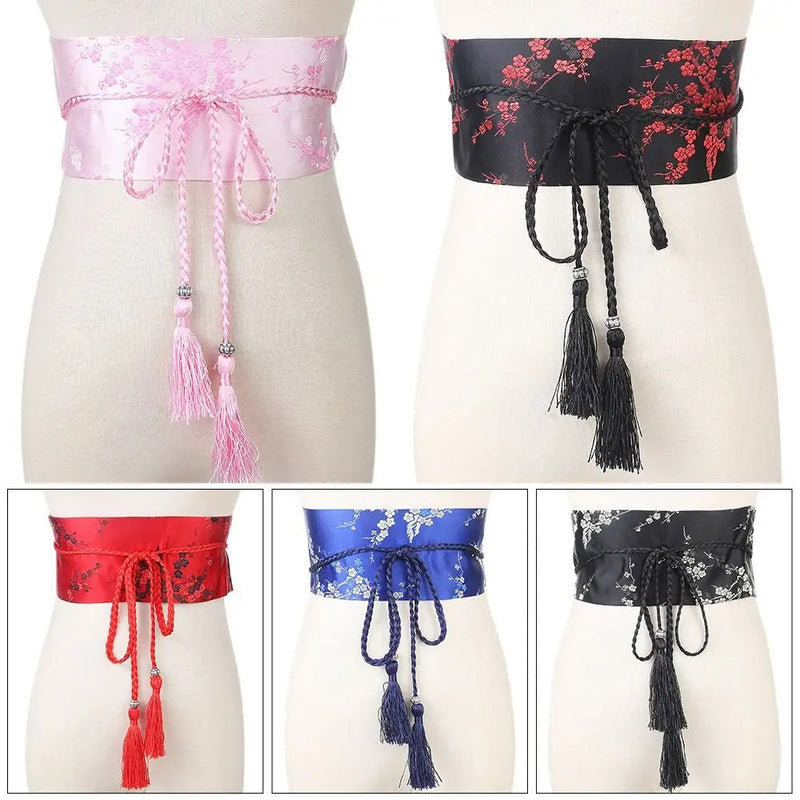 Fashion Floral Printed Luxury Bowknot Kimono Belt Wide Waist Band Corset Cummerbands Corset Waistband