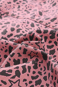 Pink Stars & Animal Spots Print Button Up Denim Shacket