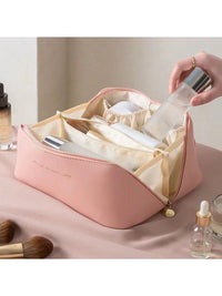 Women's PU leather pillow waterproof portable travel makeup bag, handheld makeup bag for women to carry