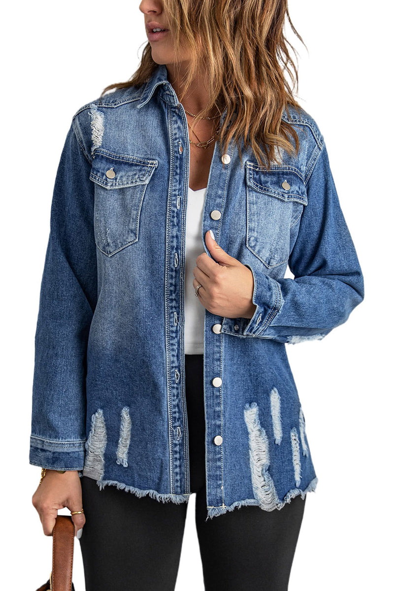 Blank Apparel - Blue Distressed Denim Jacket