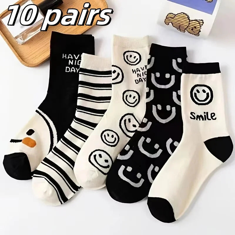 5 Pairs Warm & Fuzzy Cartoon Animal Socks, Crew Length Warm Coral Fleece Socks For Winter, Women's Stocking & Hosiery