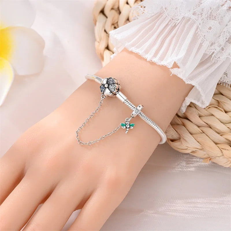 Original Bracelets 925 Silver 17-20CM Heart Safety 3mm Chain Snake Bone Bracelet Fit DIY Charms Bead Birthday Jewelry Gifts