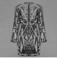 GACVGA Shiny Plaid Sequins 2024 Autumn Winter Women Dress O-Neck Long Sleeve Sexy Bodycon Mini Club Party Dresses Vestidos