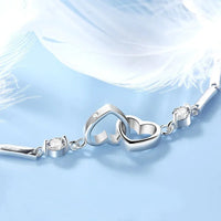 New Charms 925 Sterling Silver Bracelets Bangles for Women Valentine's Days Gift Cubic Zircon Double Heart Bracelet Jewelry