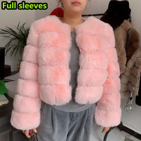 Women's Fashion faux fur coat super hot Autumn Winter women short Faux fox fur fluffy jacket high quality 7xl Ladies furry coats