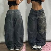 Streetwear Fashion New Multi-pocket Washed Baggy Jeans Men And Women Y2K Hip-hop Harajuku Casual Gothic High Waist Wide Trouser