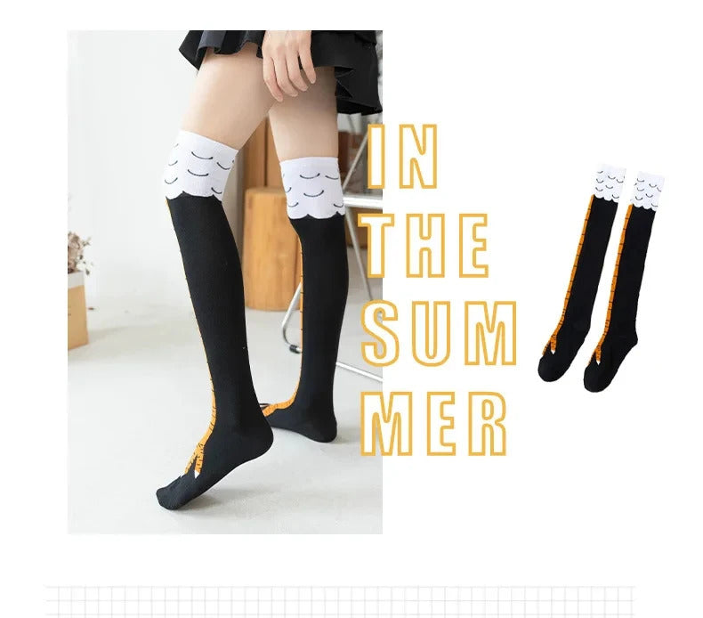 Trendy Women Socks With Knee Length Chicken Feet Funny Personalized Realistic Chicken Feet Birthday Gifts Trendy Sports Socks