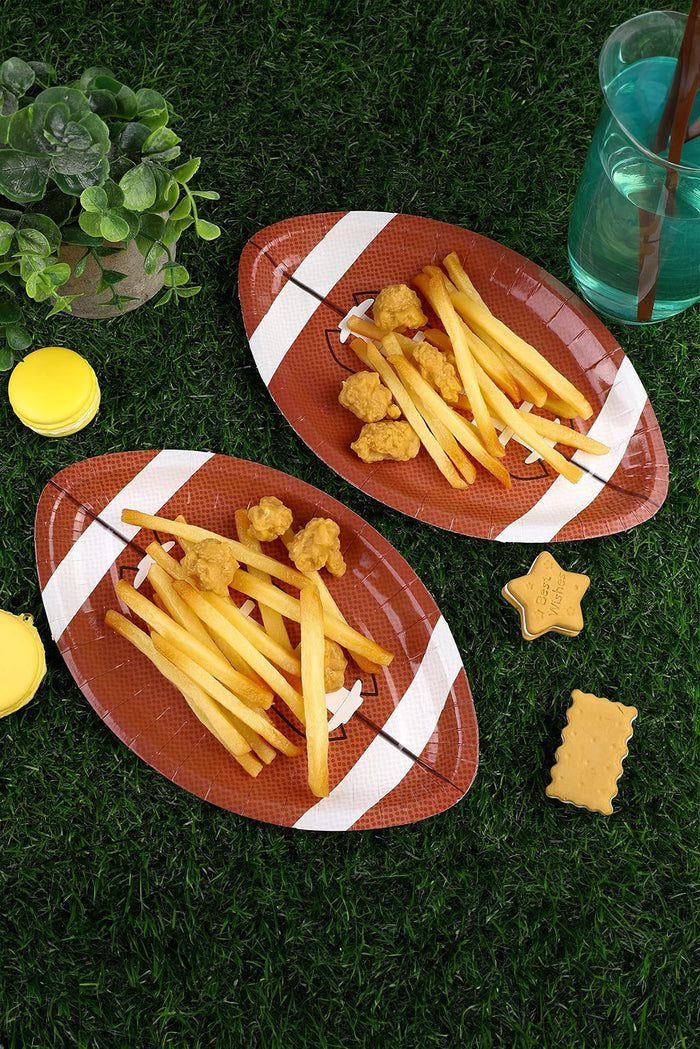 Chestnut 10pcs/set Game Day Rugby Football Shape Disposable Paper Plates