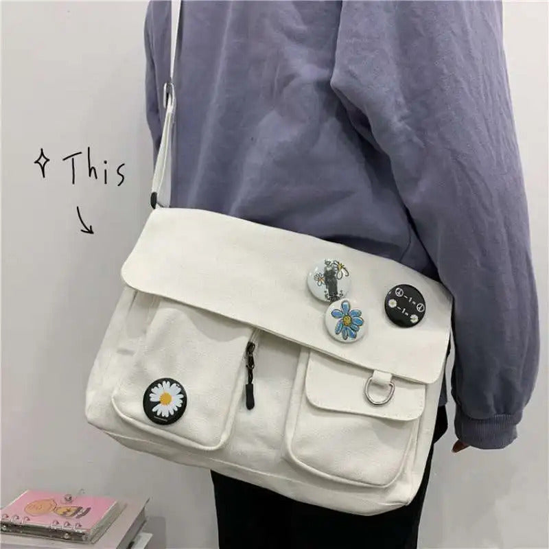 Cute Canvas Bag Wild Student Women Handbags Shoulder Bag Female Japanese Harajuku Diagonal Crossbody Bags for Girl Pouch Bolsas