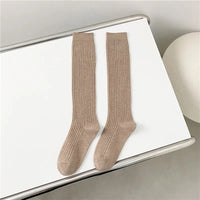 New Women's Stockings Spring Trends Casual Preppy Style Knee High Socks Female High Quality Cotton Solid Color Long Socks Comfy