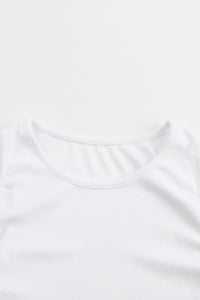 White Rib Knit Crew Neck Sleeveless Crop Top