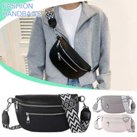 Women's Waist Bag Multi-pocket Street Fanny Pack PU Leather Chest Bag Fashion Wide Strap Crossbody Bag Retro Solid Shoulder Bags