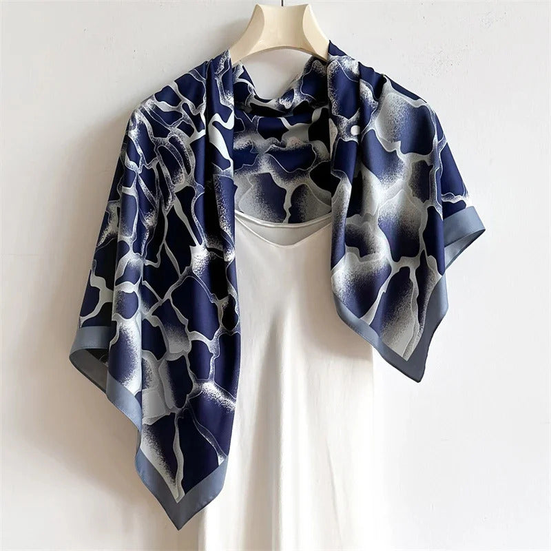 90*90Cm Square Scarf Twill Silk Feeling Women Head Shawls and Wraps Luxury Hair Tree Print Neck Scarves Hijab Bandana Pashmina