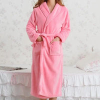 Coral Fleece Long Robe Kimono Gown Winter Warm Flannel Nightdress Bathrobe Casual Sleepwear Intimate Lingerie Thicken Homewear