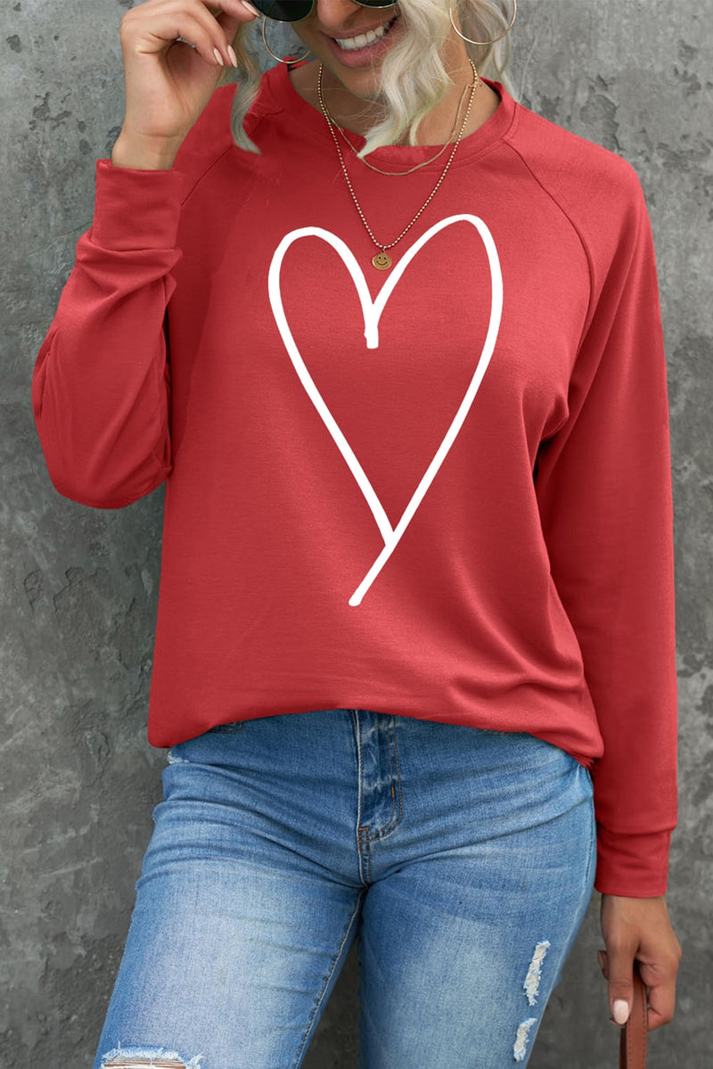 Fiery Red Simple Heart Graphic Valentine's Sweatshirt