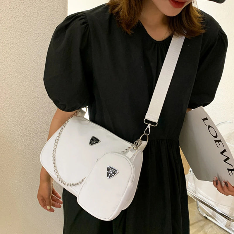 Nylon Crossbody Bag For Women Fashion Portable Casual Underarm Bag Students Cross Body Bag-mw