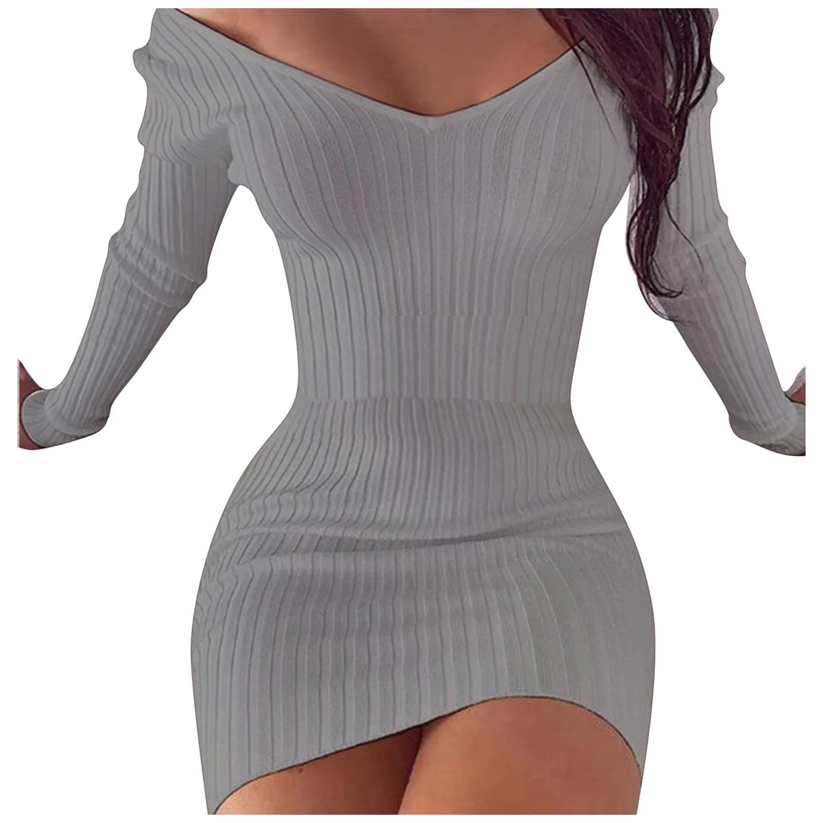 Sexy Off Shoulder Long Sleeve Bodycon Dress For Women 2024 Spring Autumn White Knitted Sweater Mini Woman Dresses Robe Femme