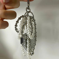 Metal Key Chain with Heart Shaped Mirror y2k Style Bag Pendant Sweet Cool Trendy Fashion Pendant