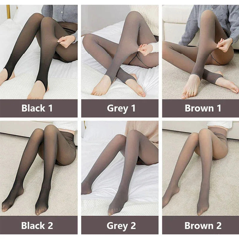 Thicken Polar Stockings Winter Warm Leggings Women'S Fleece Lined Tights Skin Effect Pantyhose Fake Translucent Wool Sock Pants