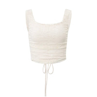 WhereMery Aesthetic Square-neck Bandage Backless Tank Top With Lace Texture Mesh See-through Party Long Skirts Club Outfit