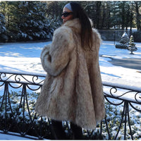 Luxury Fluffy Women Faux Fur Overcoat Fashion Lapel Long Sleeve Pockets Cardigan Jacket Winter Female Chic Thick Streetwear 2024