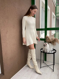 HLBCBG basic autumn winter short aline thick sweater dress elegant knit dress women slim mini dress Female chic knit sexy dress