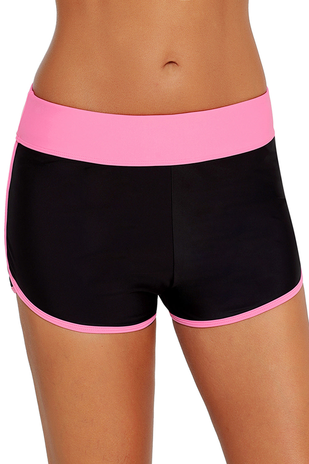 Contrast Pink Trim Swim Board Shorts