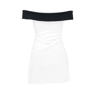 A-Line Dress Women Summer New White Sexy Strapless Fashion Clubwear Mini Dress Slim Sleeveless Elegant Female Knitted Dresses