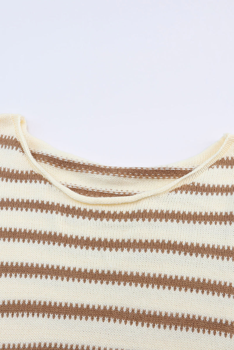 Black Striped Drop Shoulder Oversized Sweater