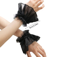 Women Wrist Cuffs Removable Lace Ruffled Wedding Supply Bride Dress False Sleeves Tulle Flared Sleeves F0T5