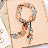 Skinny Silk Scarf Hair Strip Silk Ribbon Small Neck Scarves Bag Handle Ribbon Scarf Kerchief Ladies Ribbon Hair Band Small Scarf