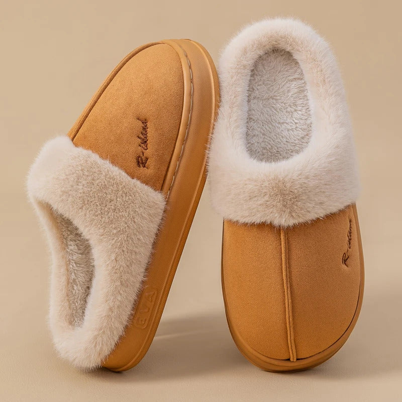 New Winter Cosy Warm Couple Style Concise Fluffy Slippers Women Men Non-slip Soft Slides Indoor Mule Ladies' Home Cotton Shoes