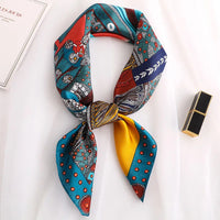 Print 70cm Silk Satin Headkerchief Women Luxury Design Neck Tie Scarf Female Hair Hand Wrist Foulard Shawl Hijab Bandana New