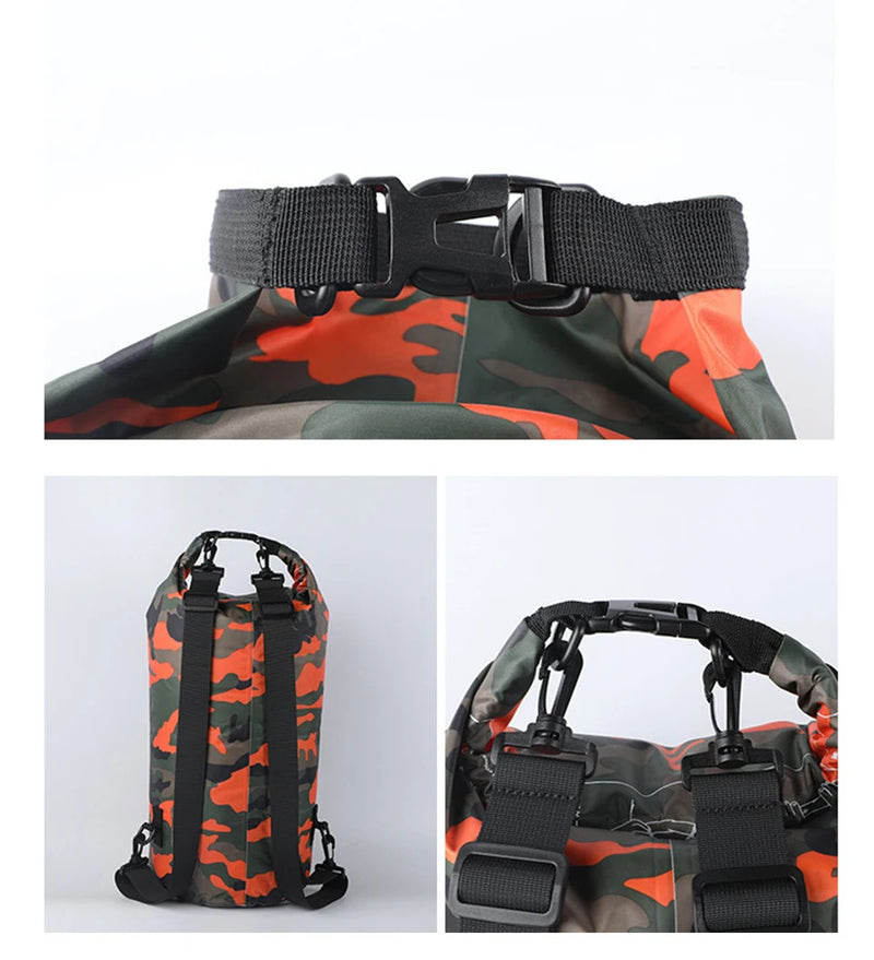 2/5/10/15/30L Outdoor Camouflage Waterproof Dry Bags Portable Rafting Diving Dry Bag Sack PVC Swimming Bags for River Trekking