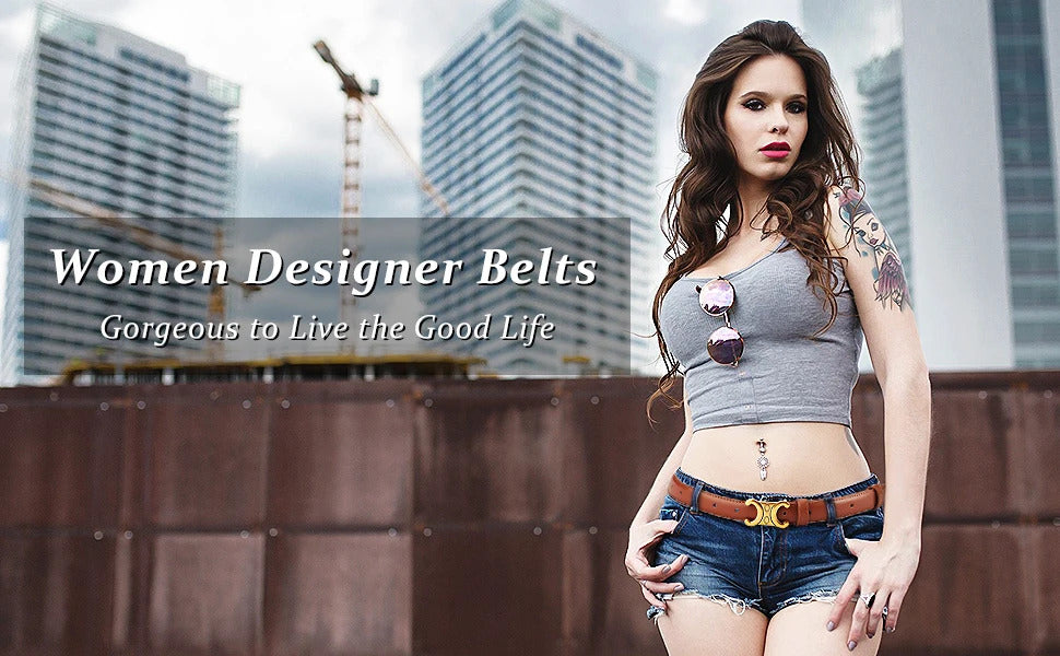 Fashion Women Genuine Leather Belts High Quality Gold Buckle Best Matching Dress Jeans Belts for women