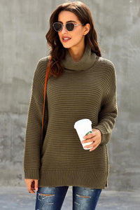 Sage Green Cozy Long Sleeves Turtleneck Sweater