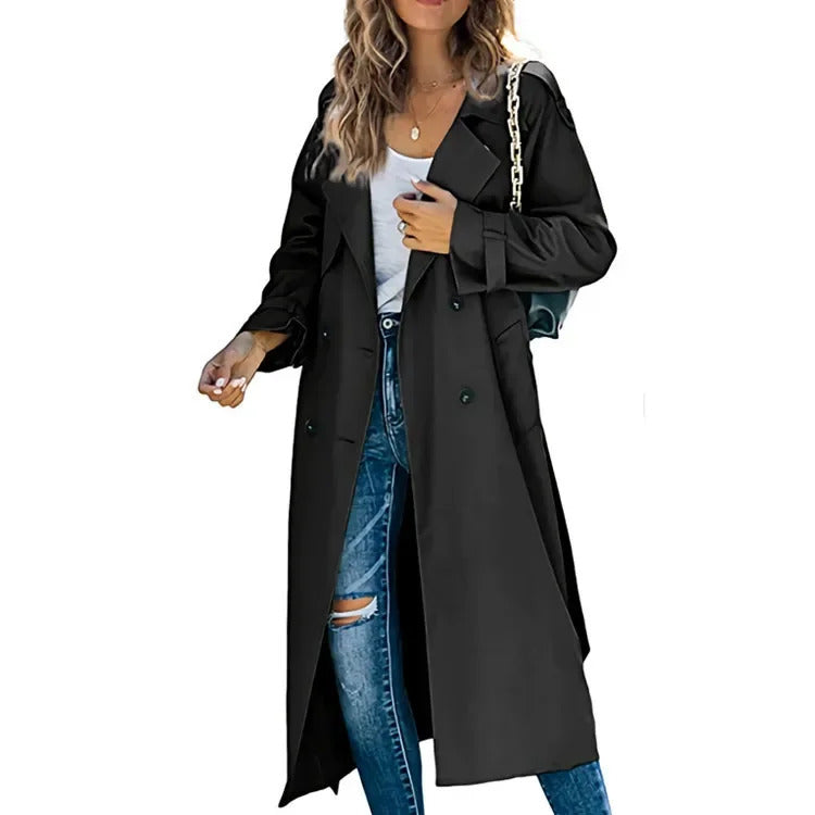 Independent Station Cross-Border European and American Women's Winter and Autumn Coat Jacket Overcoat Plus Size Trench Co