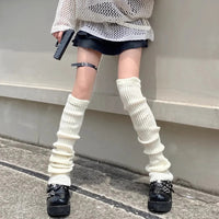 Lolita Leg Warmers 40/50/70cm Socks Female Knitted Warm Foot Cover White Black Warmer Lady Autumn Winter Crochet Sock Boot Cuffs