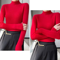 MEXZT Solid Sweater Women Half Turtleneck Knitted Pullovers Harajuku Korean Thick Knitwear Autumn Winter Fashion Slim Jumpers