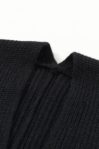 Black Oversized Fold Over Sleeve Sweater Cardigan