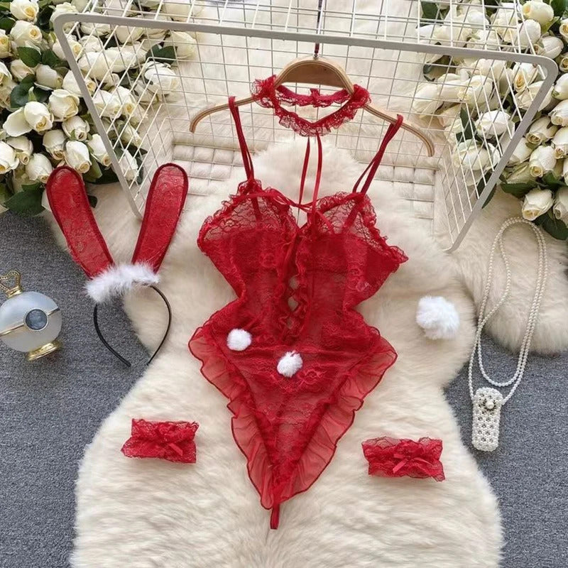 New in Christmas Dress Women's Secret Clothes Sexy Slim Red Short Dress Pajama Erotic Lingerie Winter Hotsweet Bodycon Nightwear