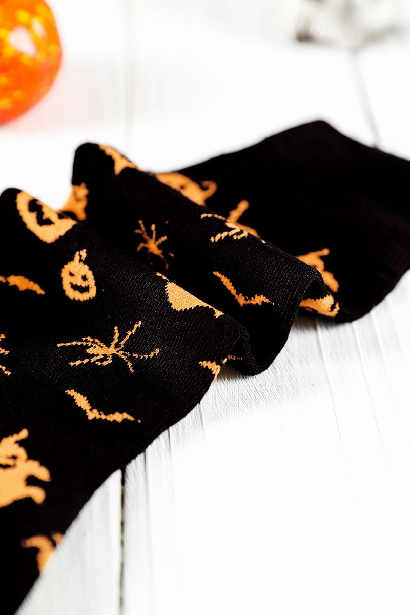 Black Spooky Season Halloween Element Print Socks