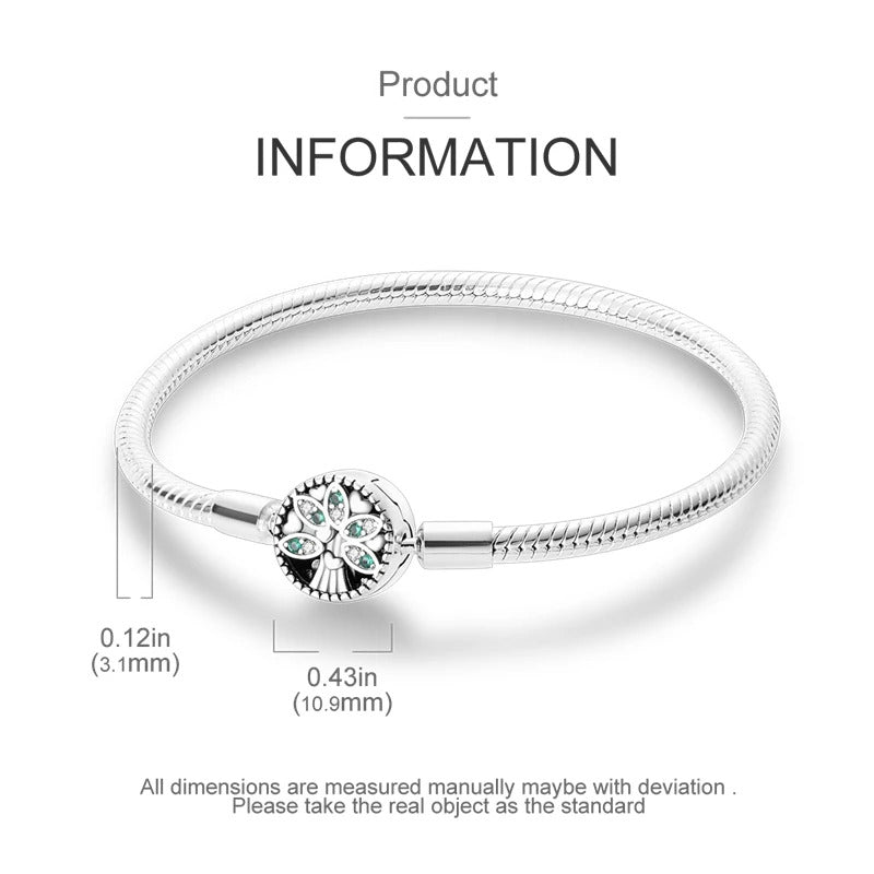 Bracelet Silver 925 Original 17-20CM Star Moon Sun Four Leaf Clover Green Zircon Bracelets Fit DIY Charms Birthday Jewelry Gifts