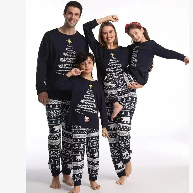 Christmas Family Matching Pajamas Set 2023 Mom Dad Kids Elk Print 2Pcs Clothes Baby Romper Family Look Soft Sleepwear Xmas Gift