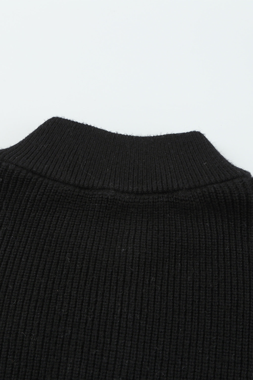 Black Striped Zipper Knit Sweater